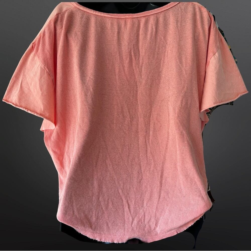 NWT Free People Sunny Peach Girl Talk Linen Ruffle Flutter Sleeve Crop Top - Picture 5 of 7